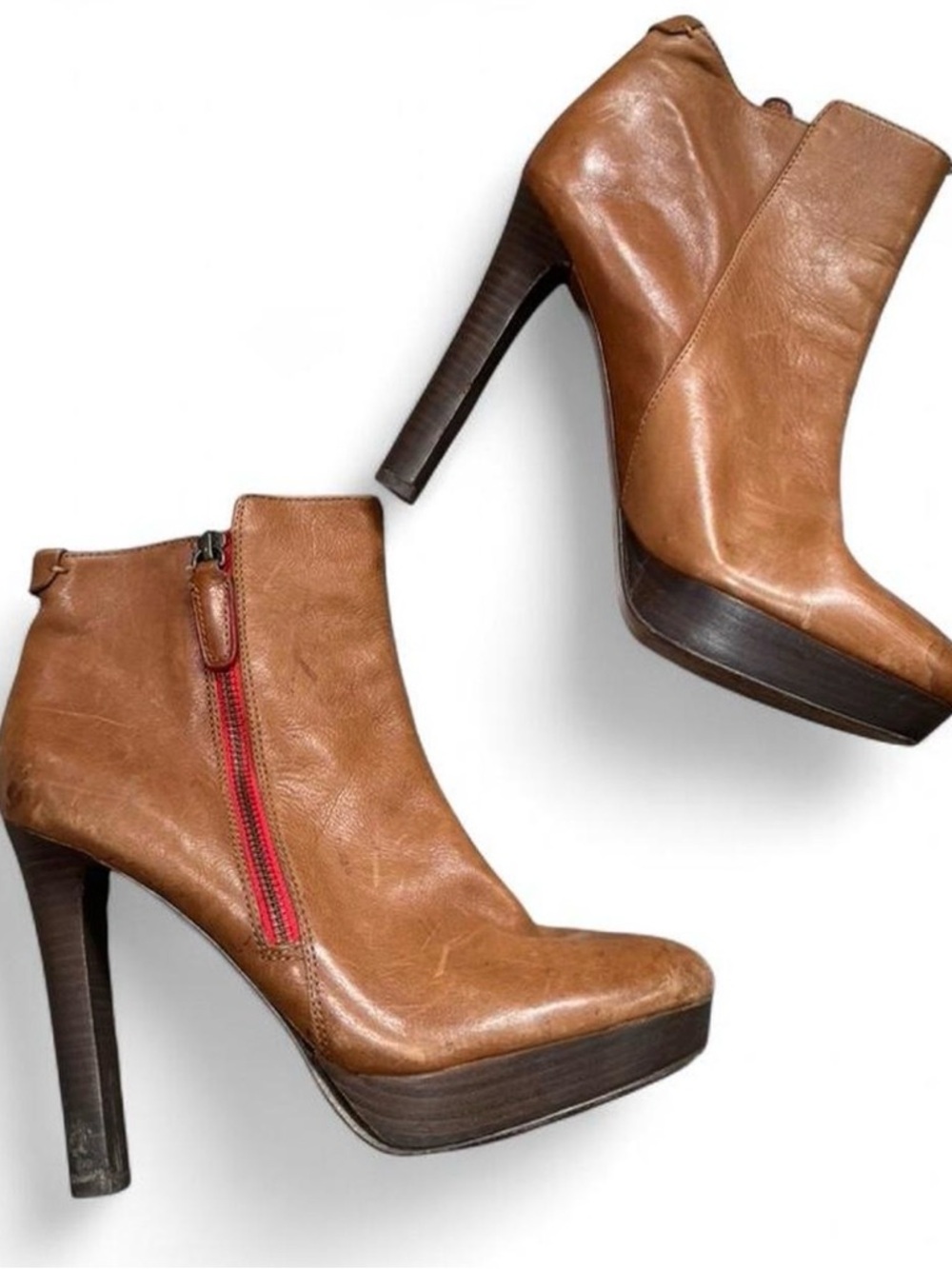 vintage coach camel tan all leather chryssa heeled booties